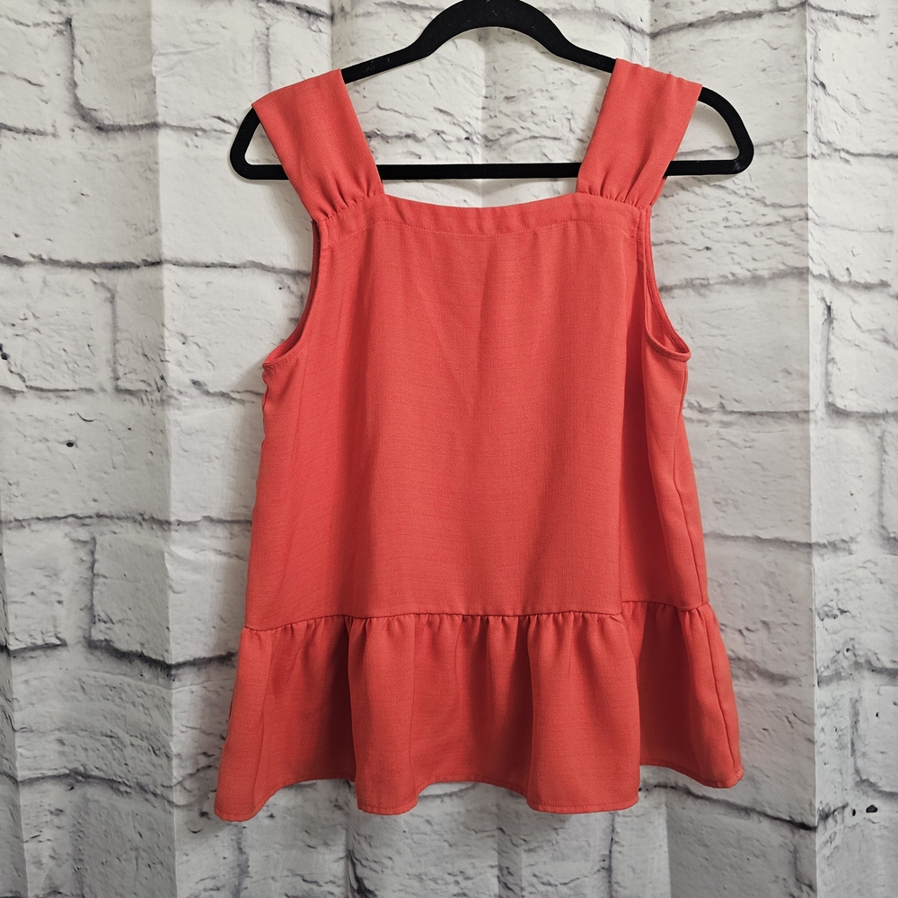 LOFT Coral Pink/ Orange Peplum Blouse Size S